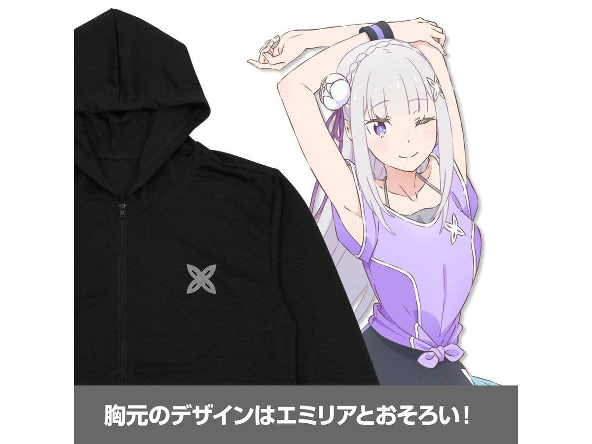 Re:Zero - Starting Life in Another World: Emilia Lightweight Dry Hoodie Exercise Ver. / BLACK-XXL