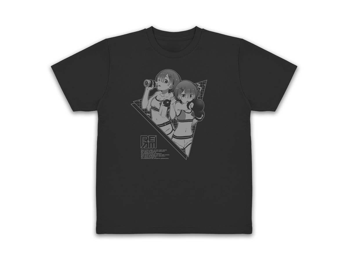 Re:Zero - Starting Life in Another World: Ram & Rem Dry T-Shirt Exercise Ver. / BLACK-L