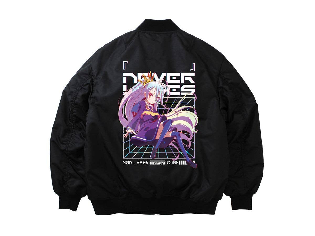 No Game No Life: Shiro Full Color MA-1 Jacket / BLACK-XL