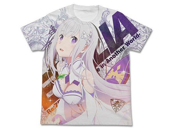 Re:Zero - Starting Life in Another World: Emilia Full Graphic T-Shirt / WHITE-L