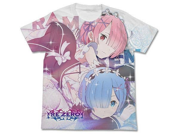 Re:Zero - Starting Life in Another World: Ram & Rem Full Graphic T-Shirt / WHITE-S