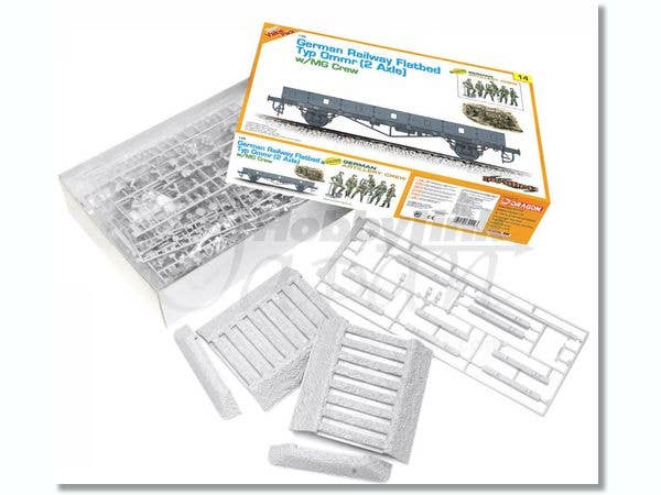 Maquette DRAGON 1/35 – German Railway Flatcar Typ Ommr Avec équipage MG – Réf 6085 – Neuf