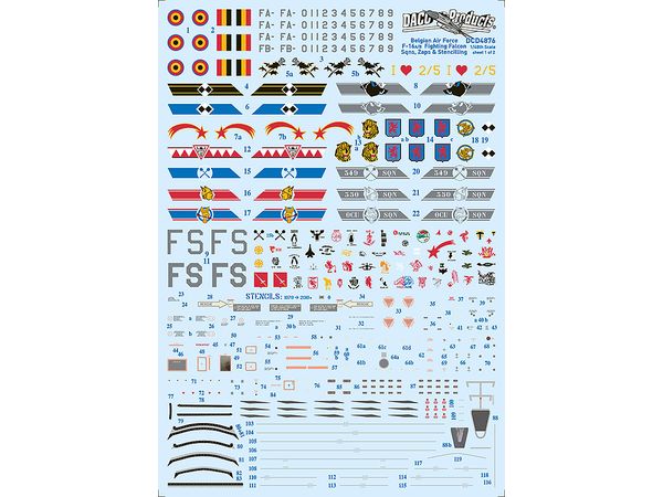 BAF F-16A/B Sqn Emblems & Stencilling