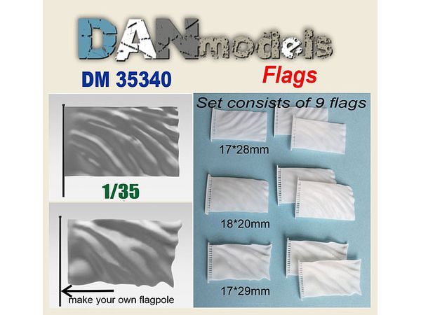 Flags, 3 types of 3 each