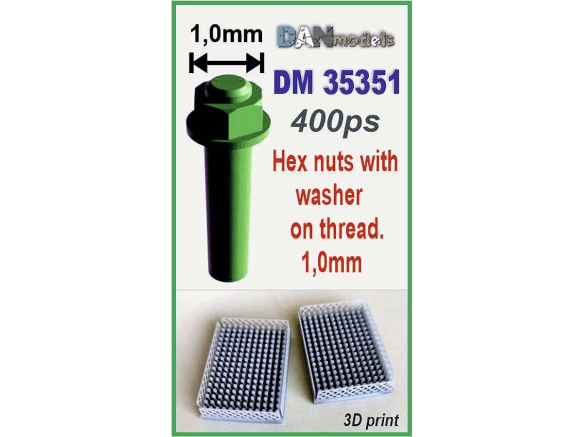 Hex nuts with washer on thread 1mm, 400 pcs