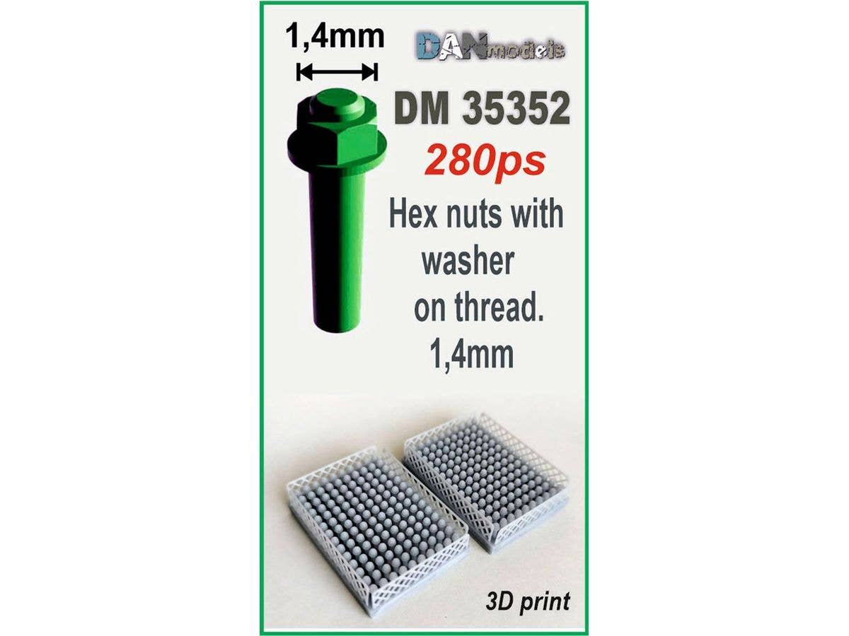 Hex nuts with washer on thread 1.4mm, 280 pcs