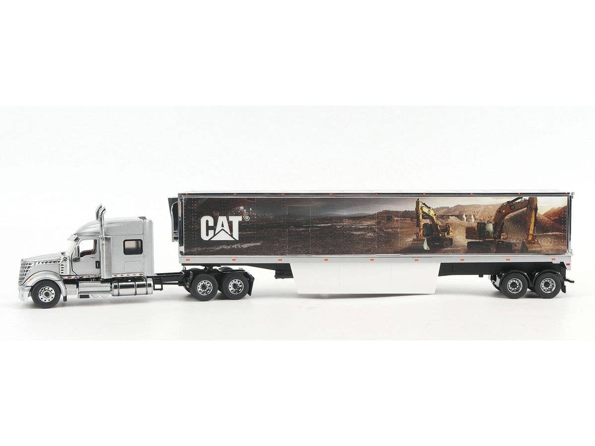 International Lone Star Sleeper Tractor Head with Construction Equipment Wrapping Trailer Complete Product