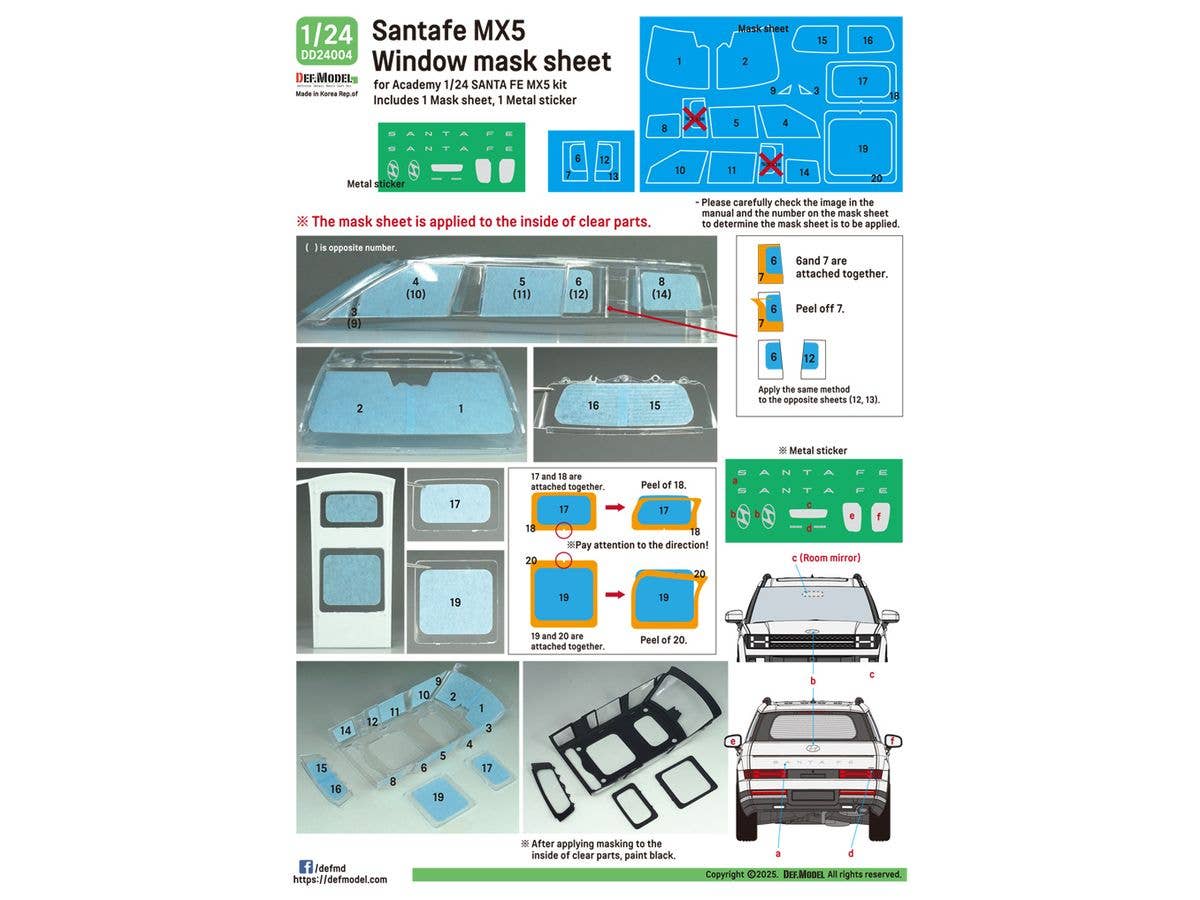 Santafe MX5 Window mask sheet and Logo sticker set (for Academy kit)