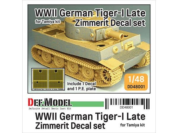 WWII German Tiger-I Late Zimmerit Decal set for Tamiya kit