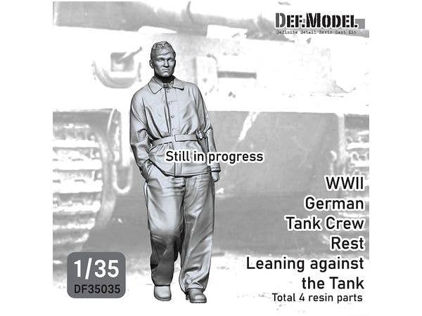 WWII German Tank crew rest leaning front of Tiger-1 (1Fig. 2head) (3d Printed parts)