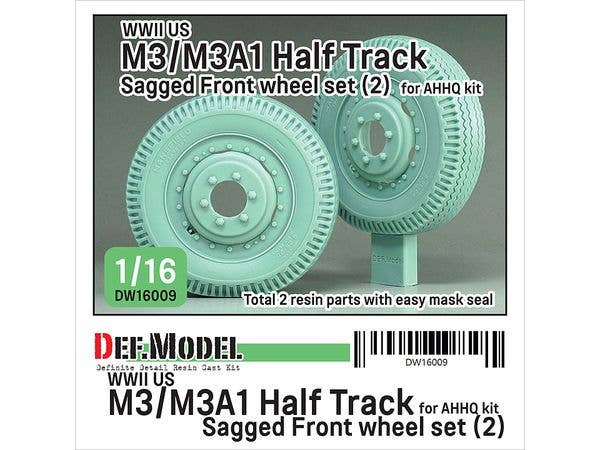WW2 US M3/M3A1 Half Track Sagged Front wheel set (2) (for AHHQ kit / TAKOM)