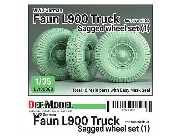WW2 German Faun L900 Truck Sagged wheel set (1) for Das Werk kit