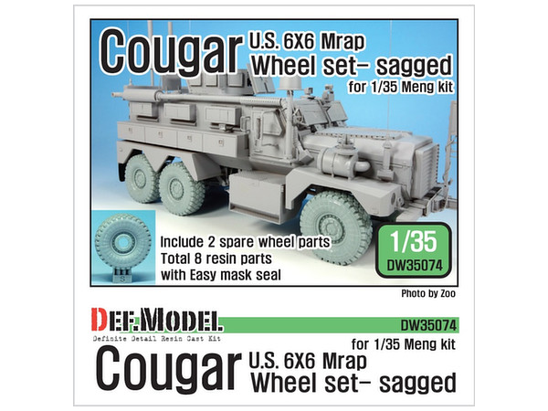 US Cougar 6X6 Mrap Sagged Wheel Set 2 Spare Wheel (for Meng)