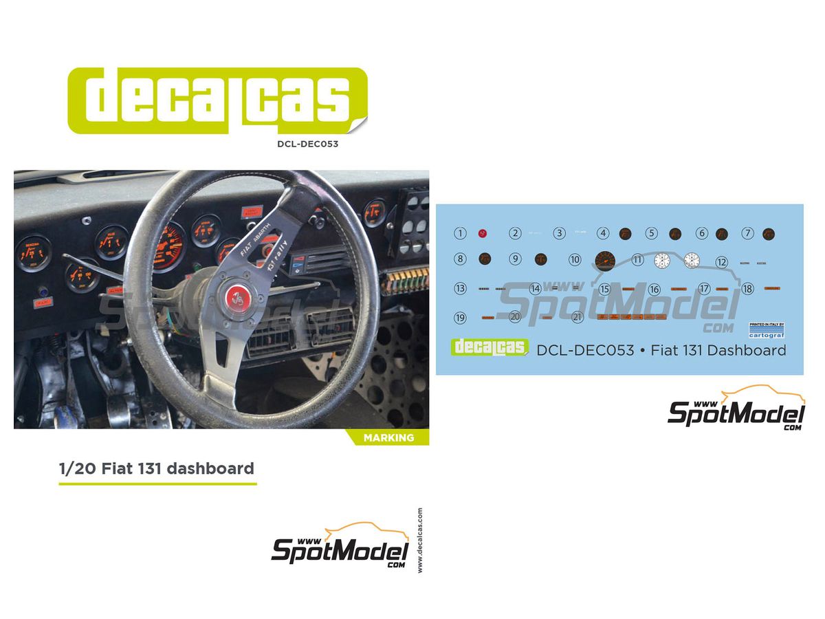 Fiat 131 Abarth Rally Dashboard Decal Set
