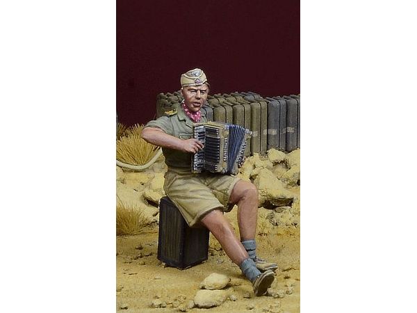 WWII German DAK Soldier Playing Accordion, North Africa 1941-43