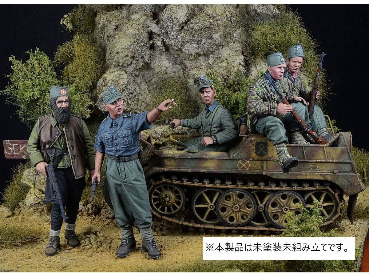 WWII German Operation Heiderose, Yugoslavia, 1944, Waffen SS Mountain Troops (Prinz Eugen & Khanjar Division) & Chetnik Guerrilla Organization Members Set (5 figures for Tamiya)
