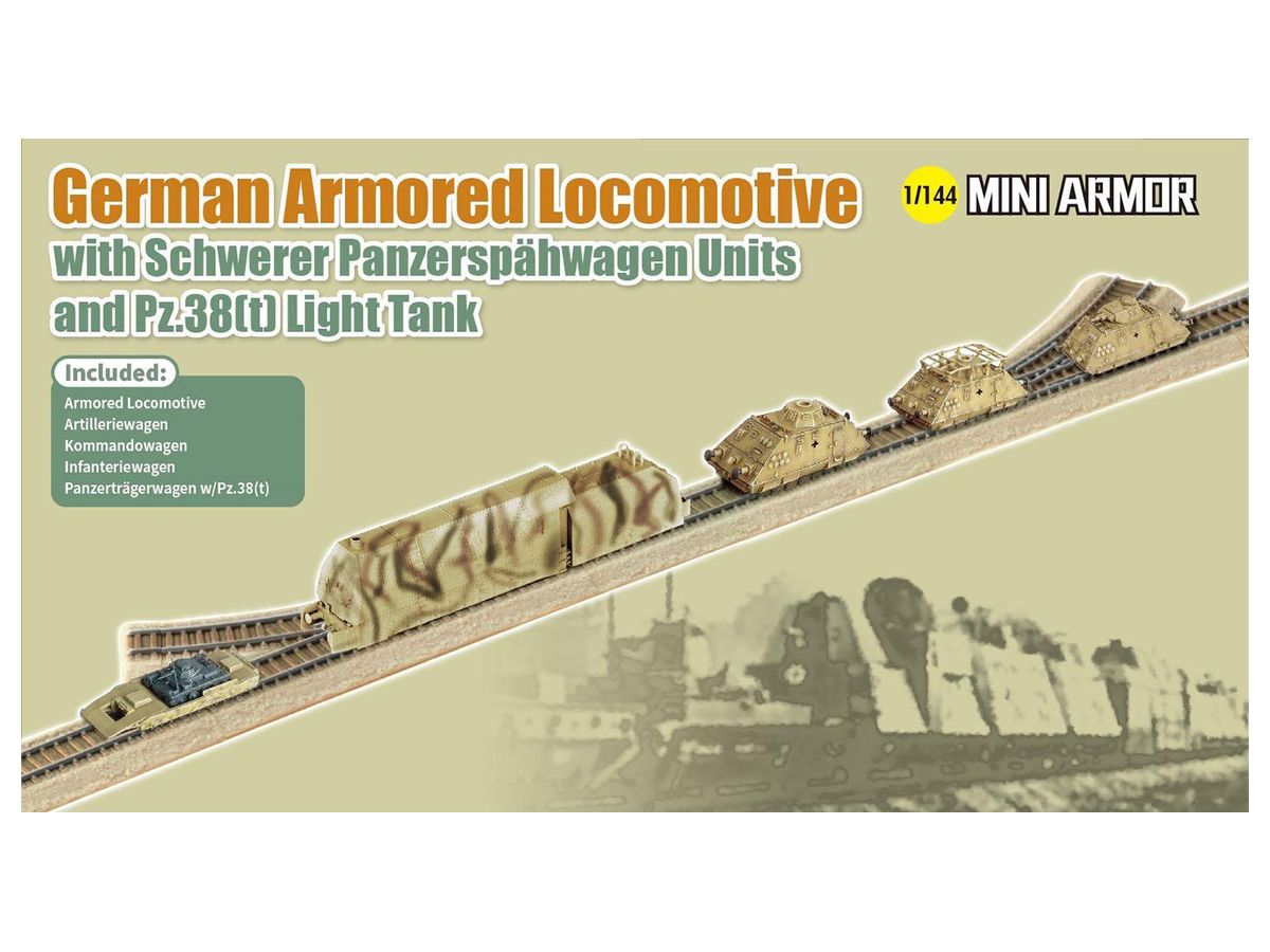 WWII German Armored Locomotive Armored Train Unit & Pz.38 (T) Tank