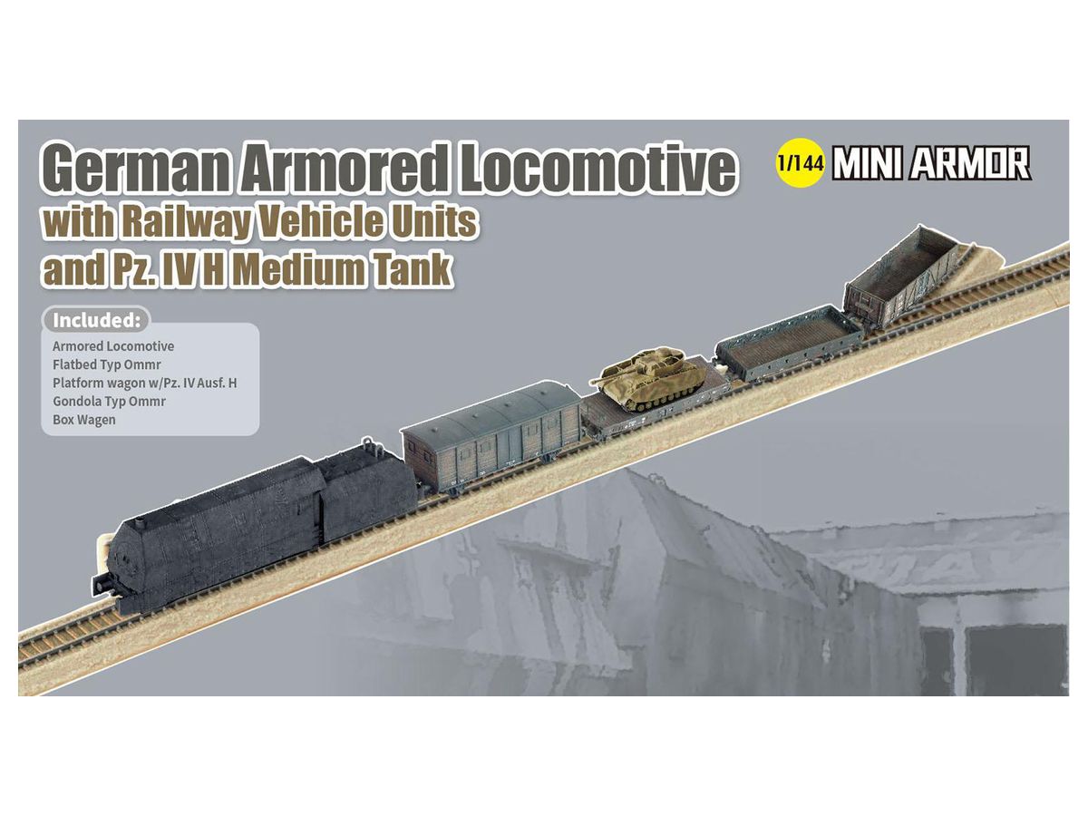 WWII German Armored Locomotive with Railway Vehicle Untis and Pz.IV H Medium Tank