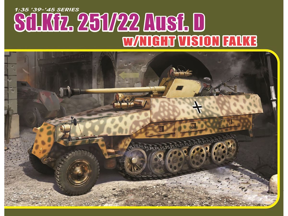 WW.II German Army Sd.Kfz.251 / 22 Ausf.D 7.5cm Pak40 Equipped Night Vision Falke EZ Truck / Figure Included
