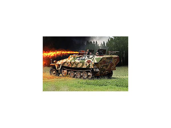 WWII German Sd.Kfz.251/16 D-type flame throwing type EZ truck/metal vehicle width pole/3 figures included, luxurious edition