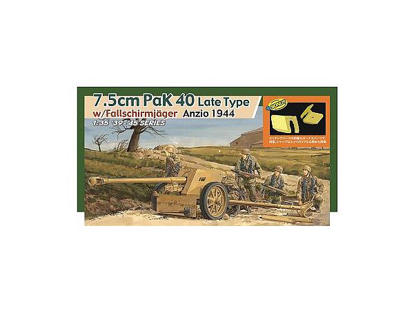 WWII German Army 7.5cm Anti-Tank Gun Pak40 Late Model Anzio 1944 Fallschirmjager/Aluminum Barrel/3D Printed Muzzle Brake/Etched Shield/Infrared Night Vision Device/Bonus Wheel Included Luxury Set