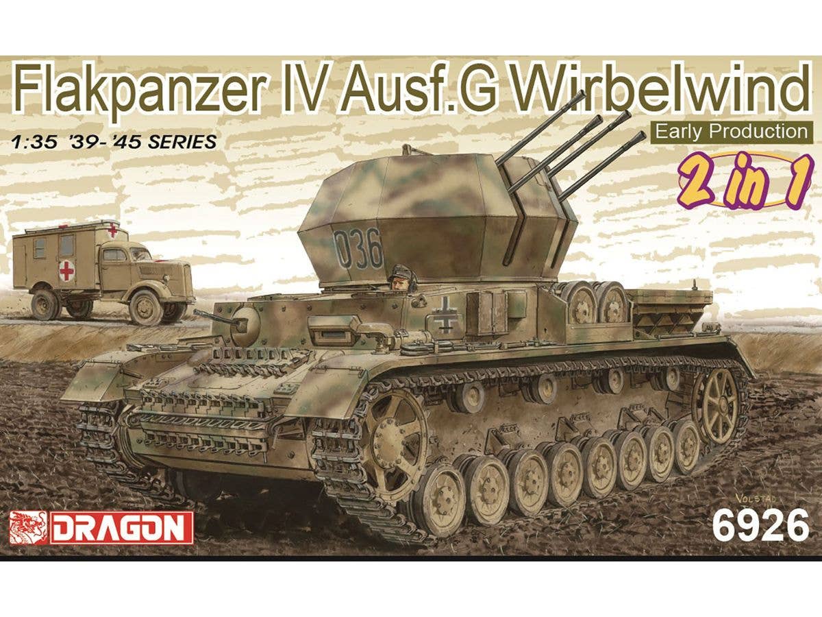 WWII German Anti-Aircraft Tank IV Ausf.G Wirbelwind Early Production Model with Zimmerit Coating and 2-in-1 Magic Tracks, Deluxe Edition