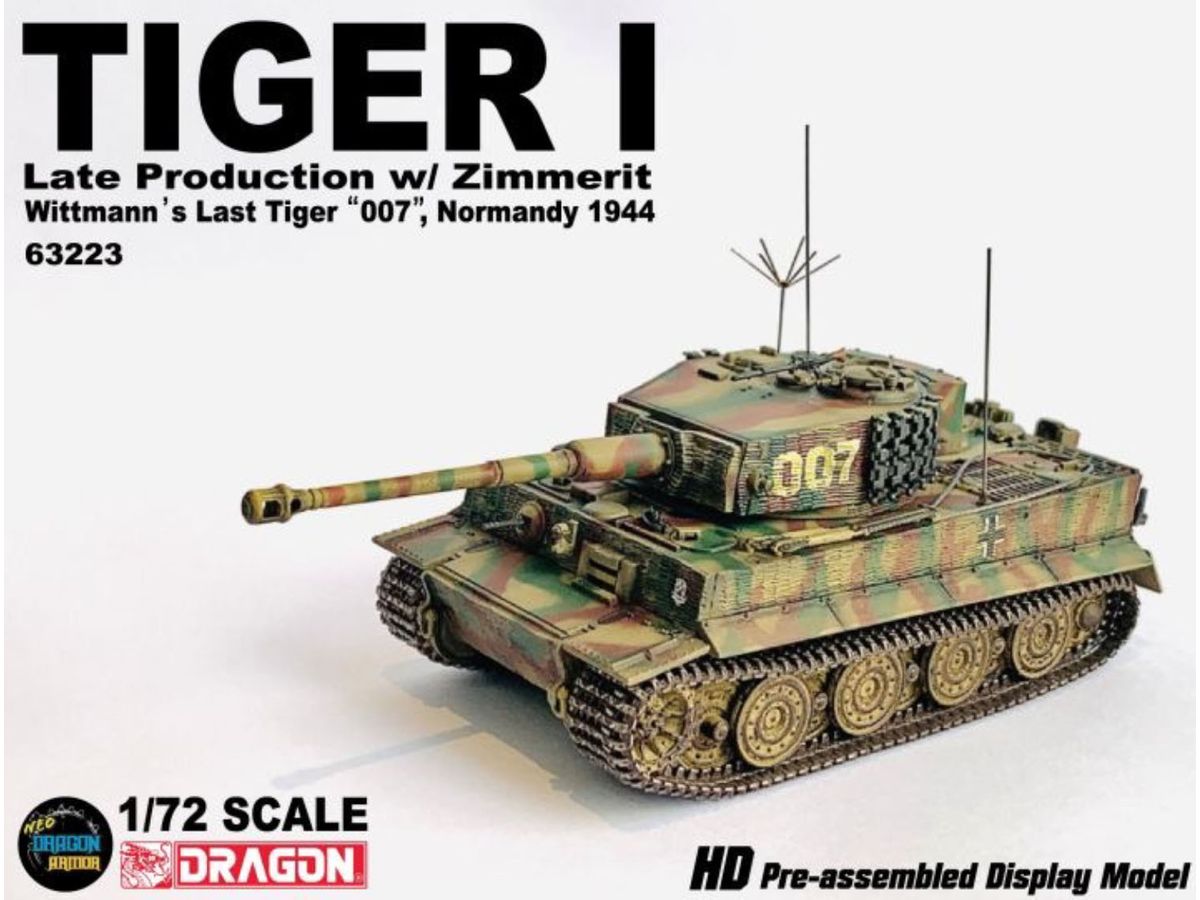 WW.II German Army Tiger I Late Production Type Zimmerit Coating Included Wittmann Last Tiger 007 Car Normandy 1944 Completed Product