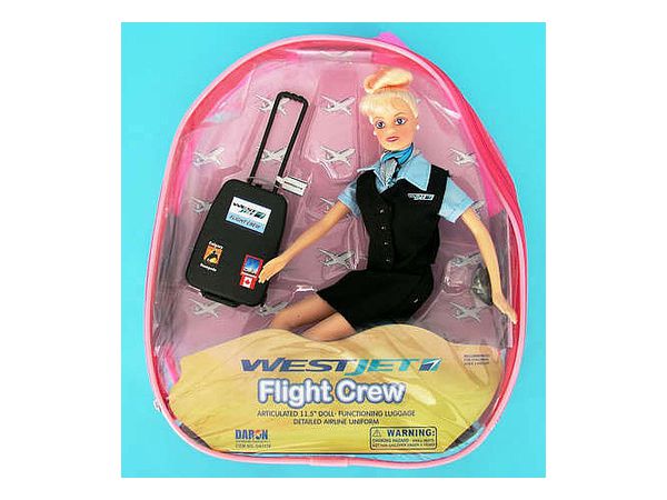 Westjet Flight Attendant Doll w/Luggage