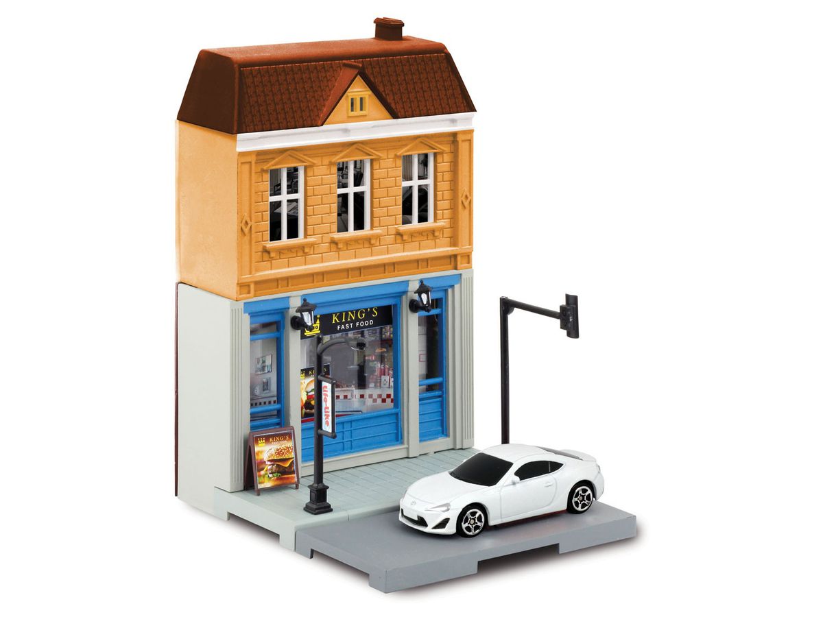 Fast Food Restaurant & Toyota 86 White
