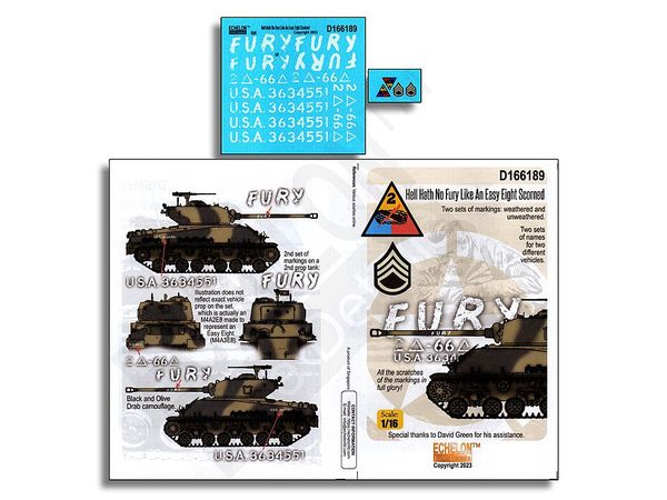 WWII US 2nd Armored Division M4 Sherman Easy Eight Hell's Fury