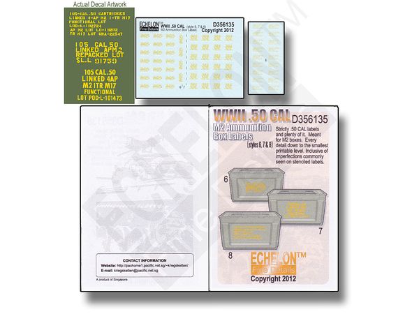 WWII American .50 cal M2 12.7mm Heavy Machine Gun Cartridge Stencil Set (style 6/7/8)