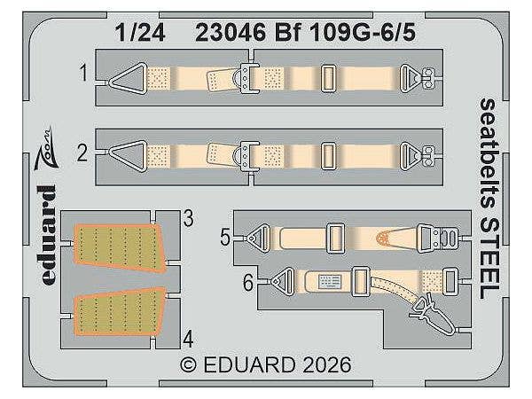 Bf 109G-5/6 seatbelts STEEL (For AIRFIX)