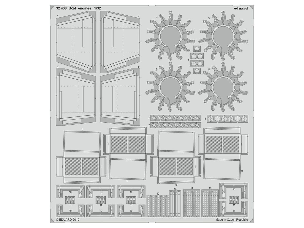 B-24 Engines Photo-Etched Parts (for Hobby Boss)