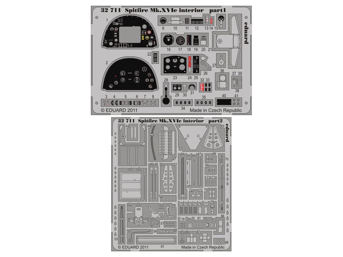 Spitfire Mk. XVIe Interior Etching Parts (for Tamiya)