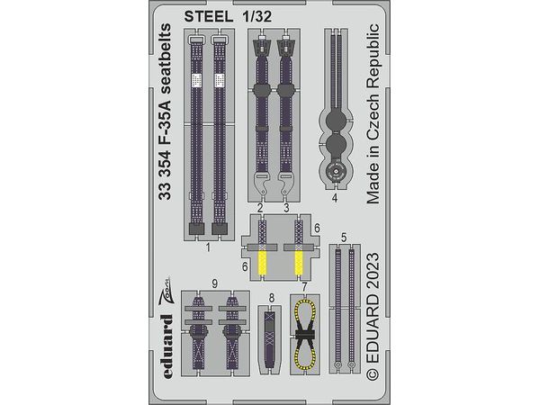 F-35A Seatbelts STEEL Zoom (for TRUMPETER)