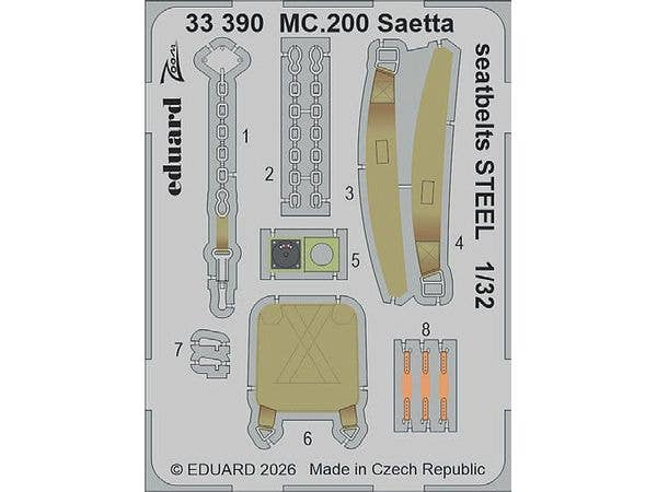 MC.200 Saetta seatbelts STEEL (For ITALERI)