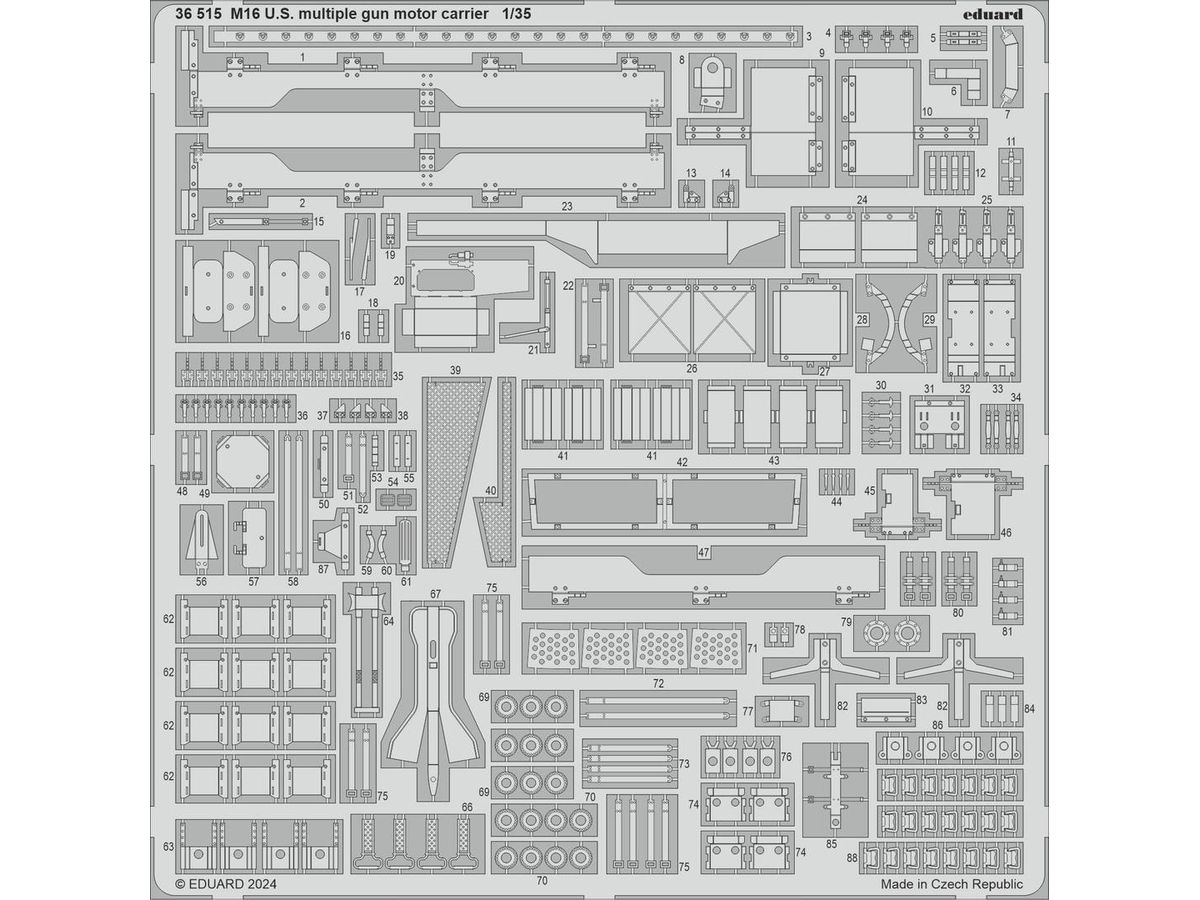 M16 US multiple gun motor carrier Photo etched (for Tamiya)