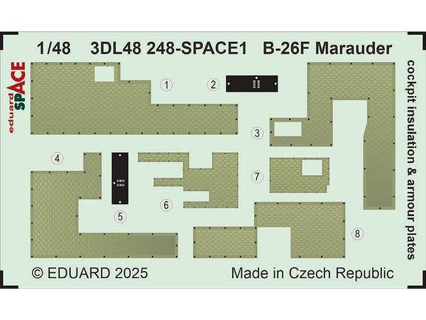 B-26F Marauder cockpit insulation & armour plates SPACE (For ICM)