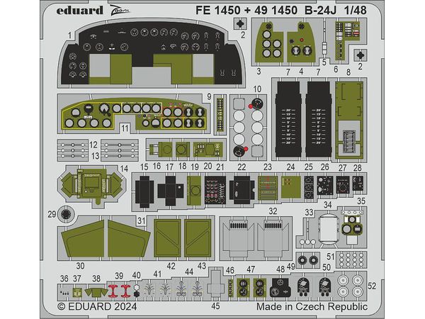 B-24J cockpit & engines Photo etched (for HOBBY BOSS)