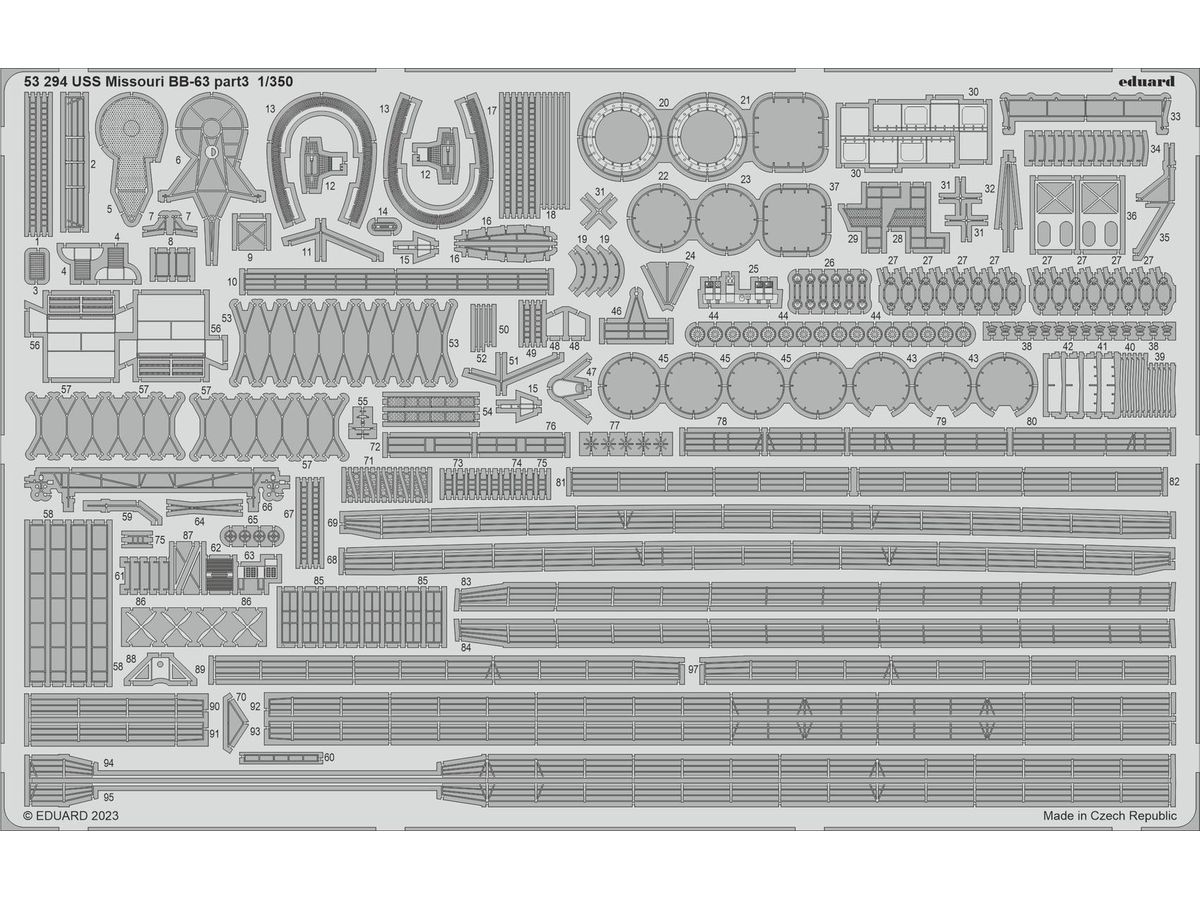 USS Missouri BB-63 Part 3 Photo-Etched Parts (for HOBBY BOSS)