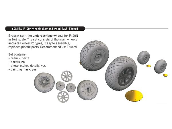 P-40N wheels diamond tread (For EDUARD)