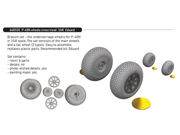 P-40N wheels cross tread (For EDUARD)