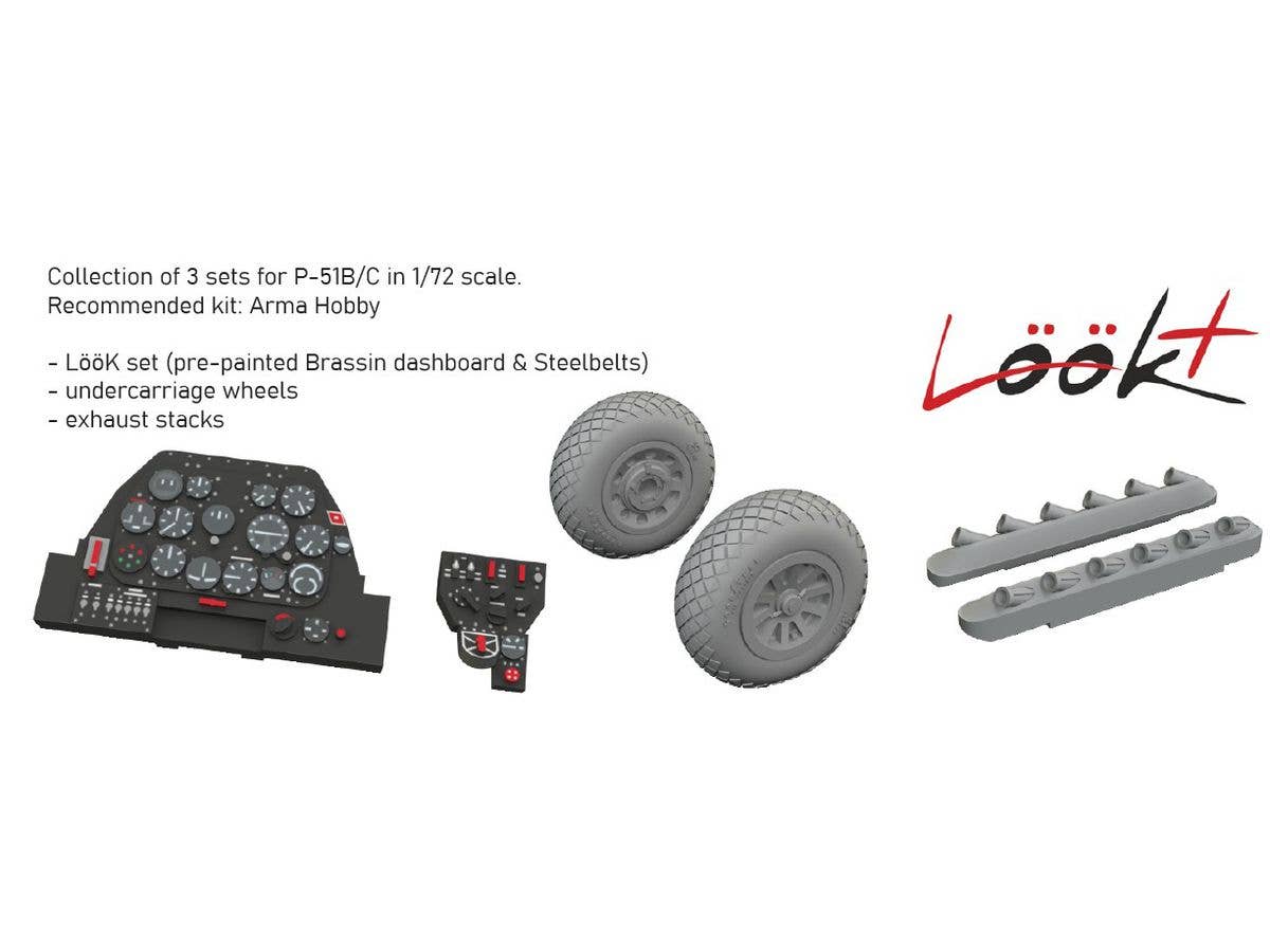 P-51B/C exhausts w/ fairings LooKplus (For ARMA HOBBY)