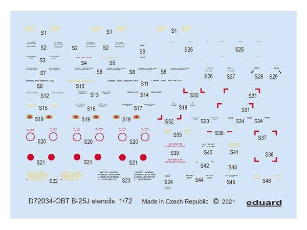 B-25J stencils for Hasegawa / Eduard
