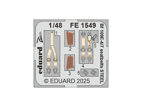 Bf 109E-4/7 seatbelts STEEL (For TAMIYA)