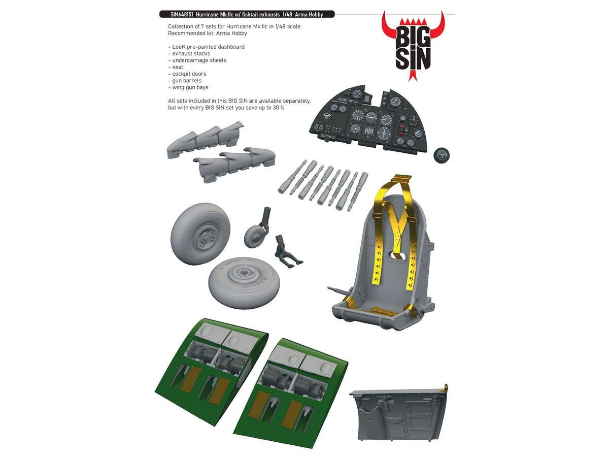 Hurricane Mk.IIc w/ fishtail exhausts (For ARMA HOBBY)