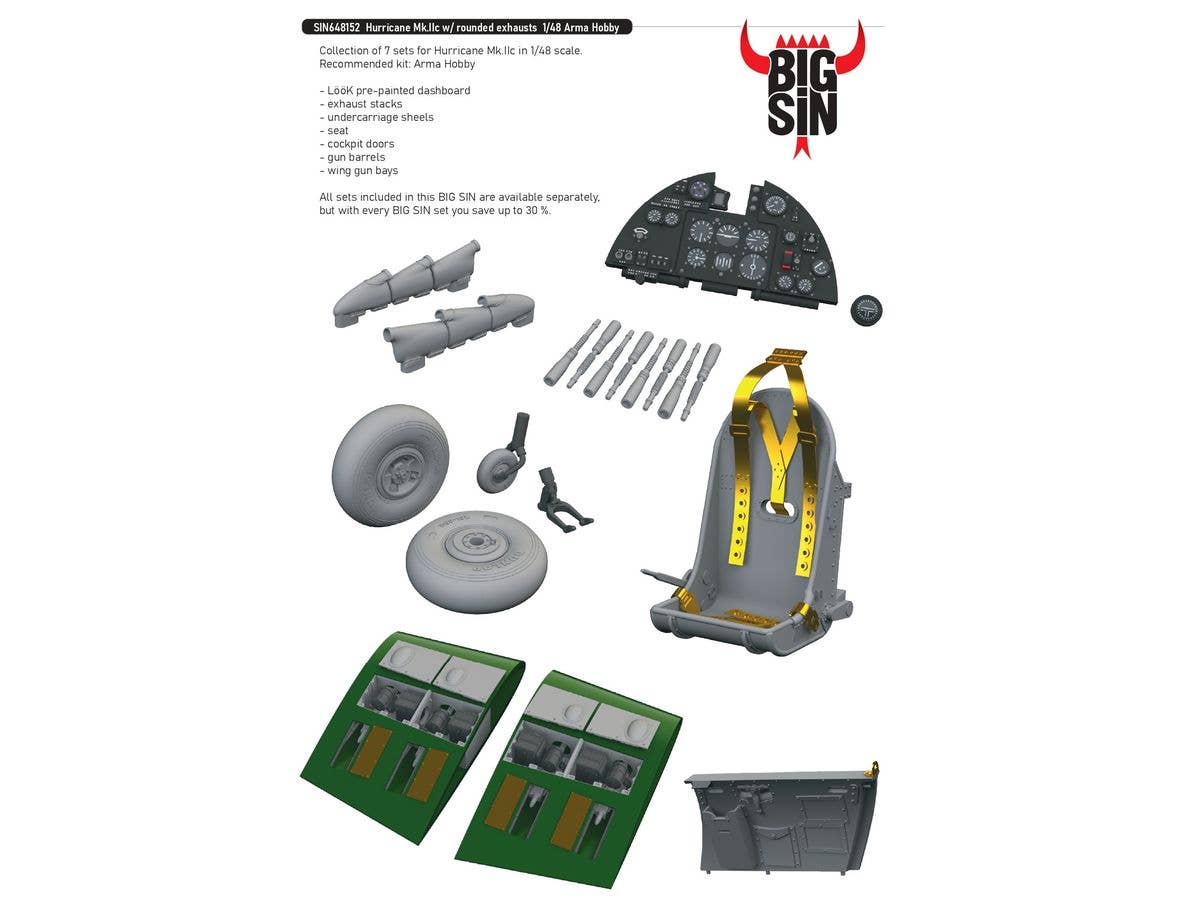 Hurricane Mk.IIc w/ rounded exhausts (For ARMA HOBBY)