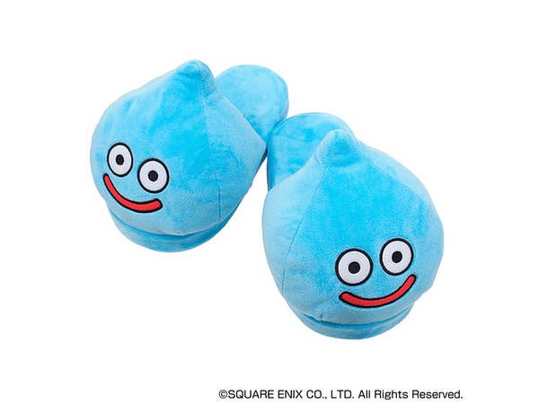 Dragon Quest Smile Slime Plush Toy Slippers Blue
