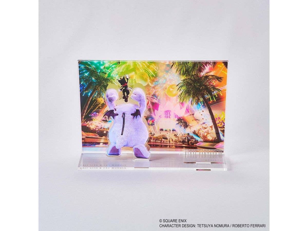 Final Fantasy VII Rebirth Acrylic Diorama Key Art Cait Sith & Fat Moogle