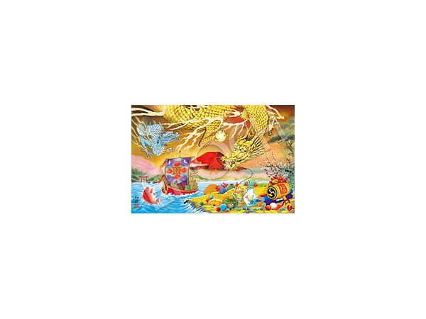 Jigsaw Puzzle: Lucky Golden Dragon & Silver Dragon 1500sp (75 x 50cm)